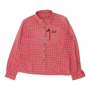 Jack Wolfskin Womens Red Plaid Nylon Shirt | Vintage High End Designer VTG