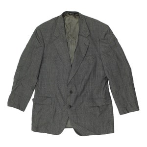 Portfólio Perry Ellis Jaqueta Blazer Cinza | Terno vintage de luxo de alta qualidade