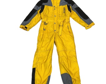 Master Tech Kids Ski Suit | Vintage Retro Winter Sports Snowsuit Yellow VTG