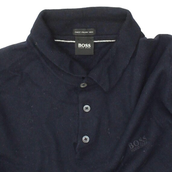 Hugo Boss Mens Navy Long Sleeve Collared Jumper Vintage Designer Sweater VTG Etsy