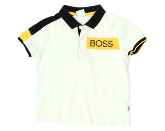 Polo Hugo Boss per bambini con bottoni / Designer di lusso vintage di fascia alta Bianca VTG