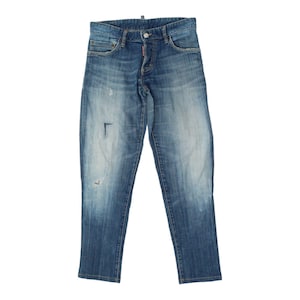 Dsquared2 Mens Blue Distressed Slim Fit Jeans | Vintage Luxury Designer Denim