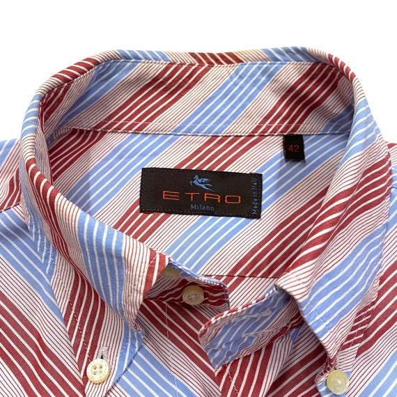 Etro Striped Button Down Collar Shirt | Vintage D… - image 2