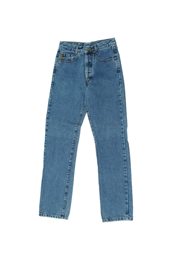 Armani Women s High Waisted Tapered Jeans Vintage Designer Denim Blue VTG Etsy