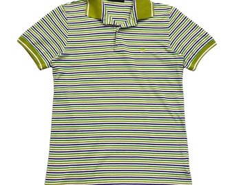 Etro Kids Polo a rayas / Vintage Diseñador de alta gama Verde Blanco Púrpura VTG