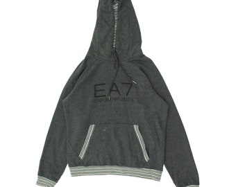 EA7 Emporio Armani Herren Grau Hoodie | Vintage High End Luxus Designer Hoody VTG