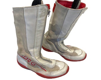 Dolce & Gabbana Junior Leather Biker Boots | Vintage Kids Motorcycle Gear White