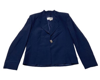 Pierre Cardin Mujer Blazer Chaqueta / Diseñador Vintage Acetato Lana Azul Marino