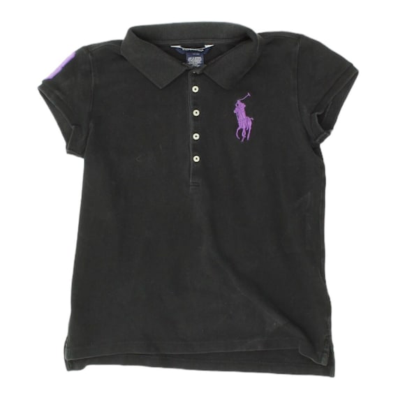 Ralph Lauren Womens Black Big Horse Logo Polo Shirt Vintage High End Designer Etsy Canada