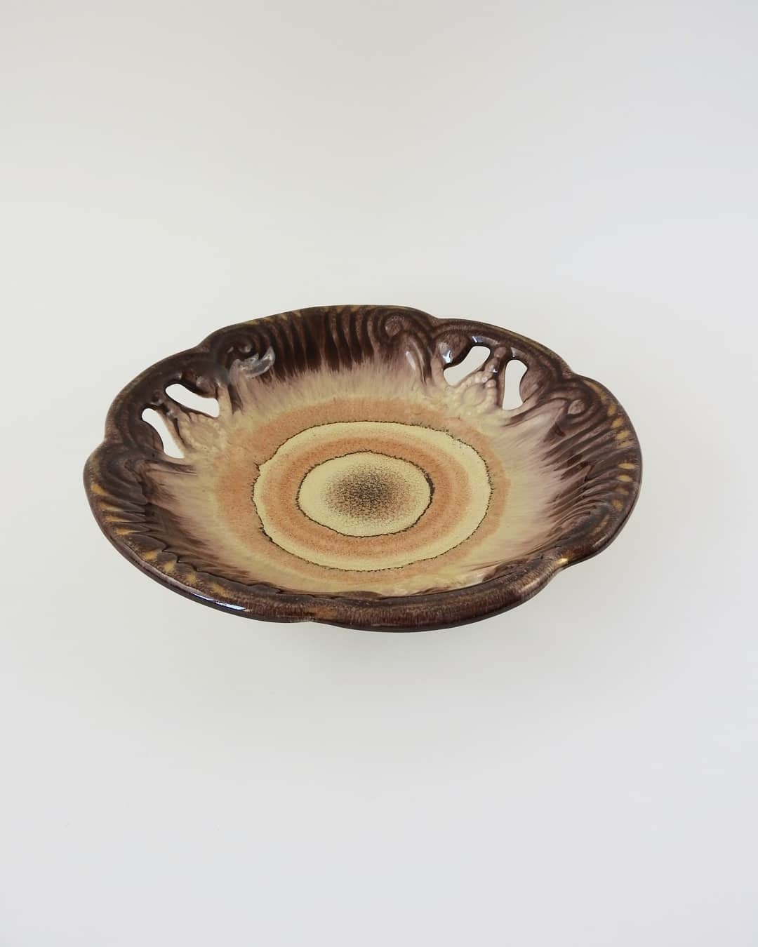 Bol à Fruits/Vide-Poche. Céramique Ajourée Vintage.