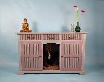 sideboard with dog bed underneath