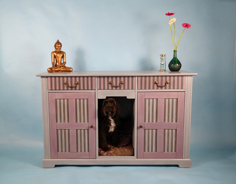 Striped Sideboard with Dog Bed Grey & Purple Etsy