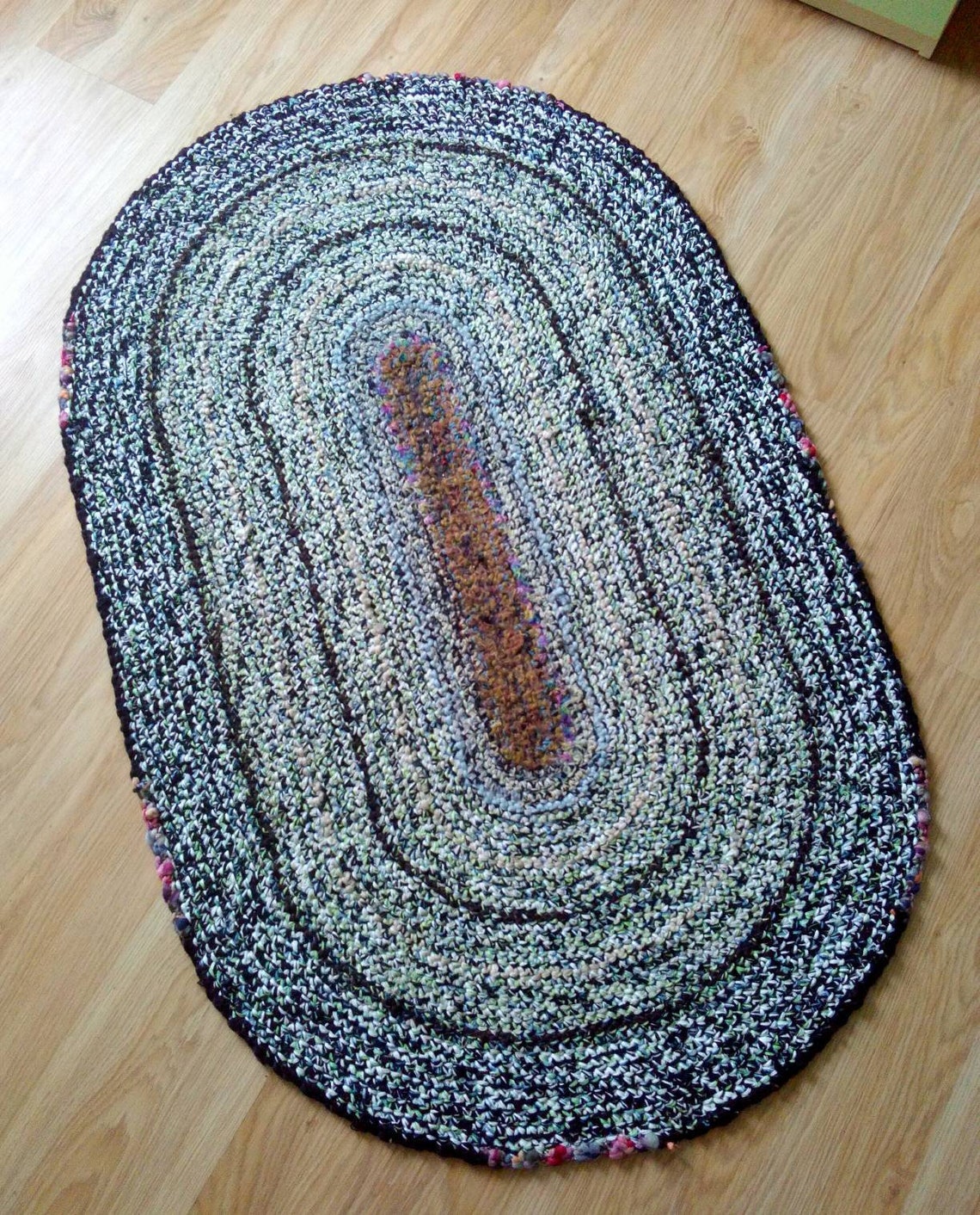 Crochet rug for home Oval rug Warm original yarn rug Etsy