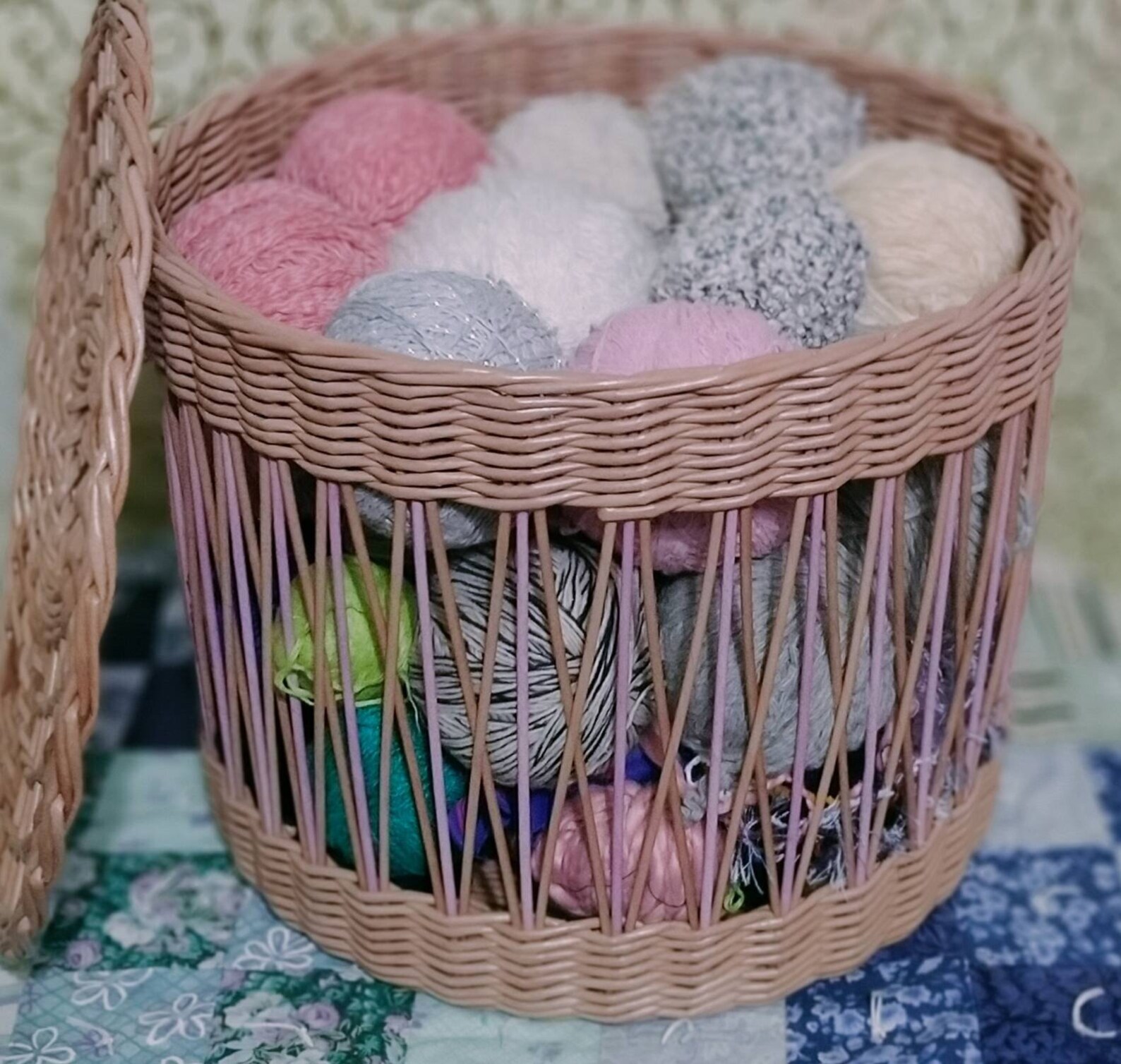 Round laundry basket Yarn storage basket Craft basket Etsy