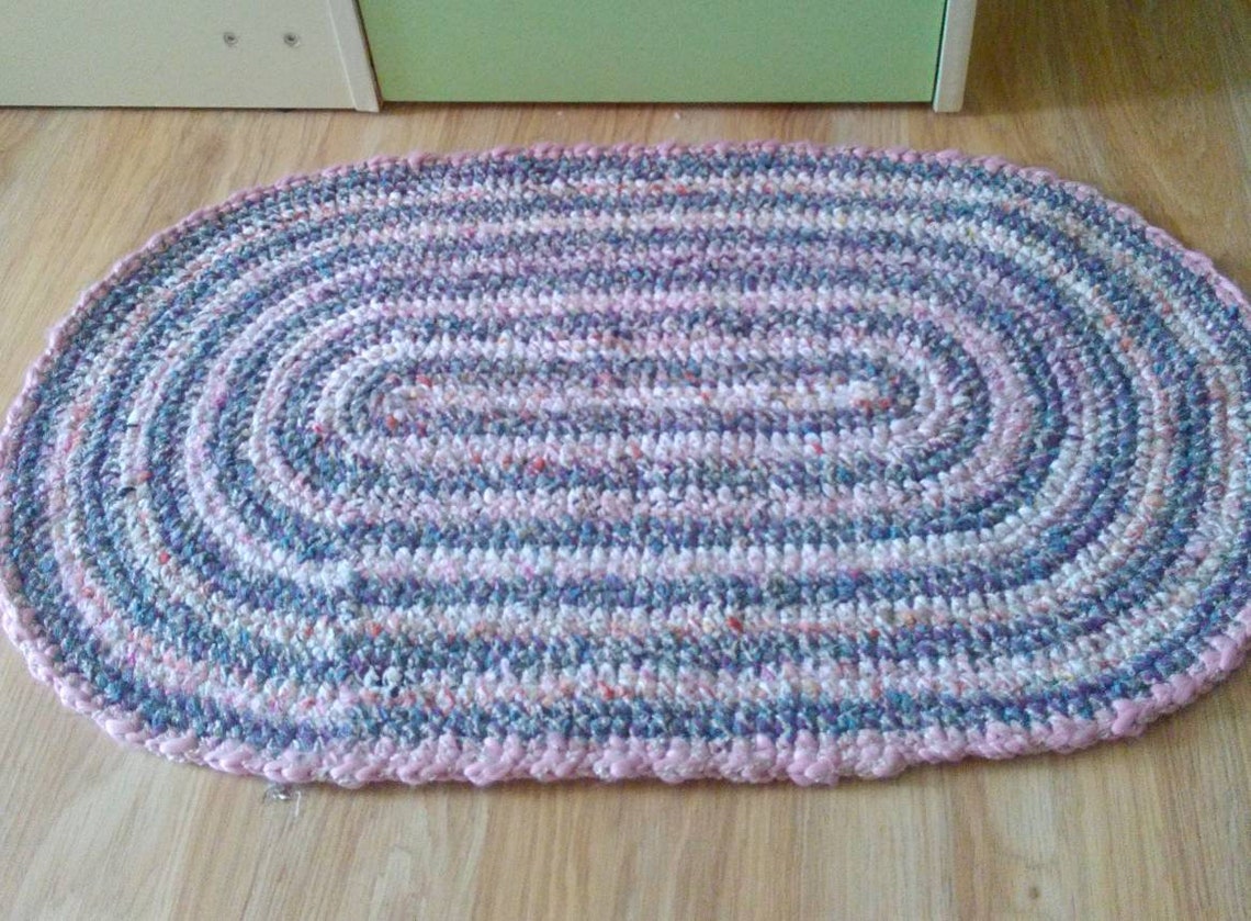 Crochet rug for home Oval rug Warm original yarn rug Etsy