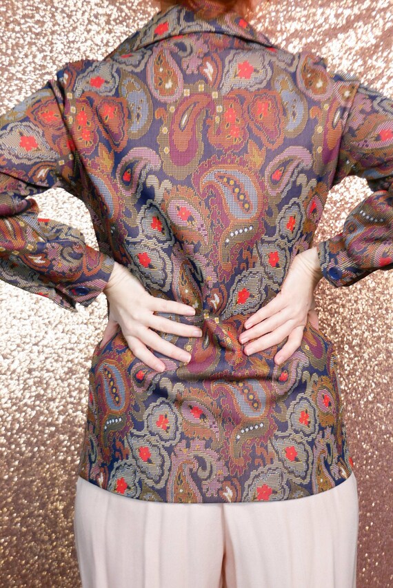 Vintage 70s / JCPenny Paisley Button Up Top - image 4