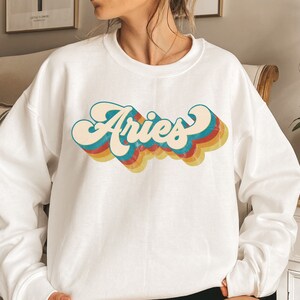 Retro Aries Sweatshirt, Horoscope Astrology Sweatshirt, Aries Zodiac Sign Sweatshirt, Aries Birthday Gift, Zodiac Signs Gift, Aries Shirt