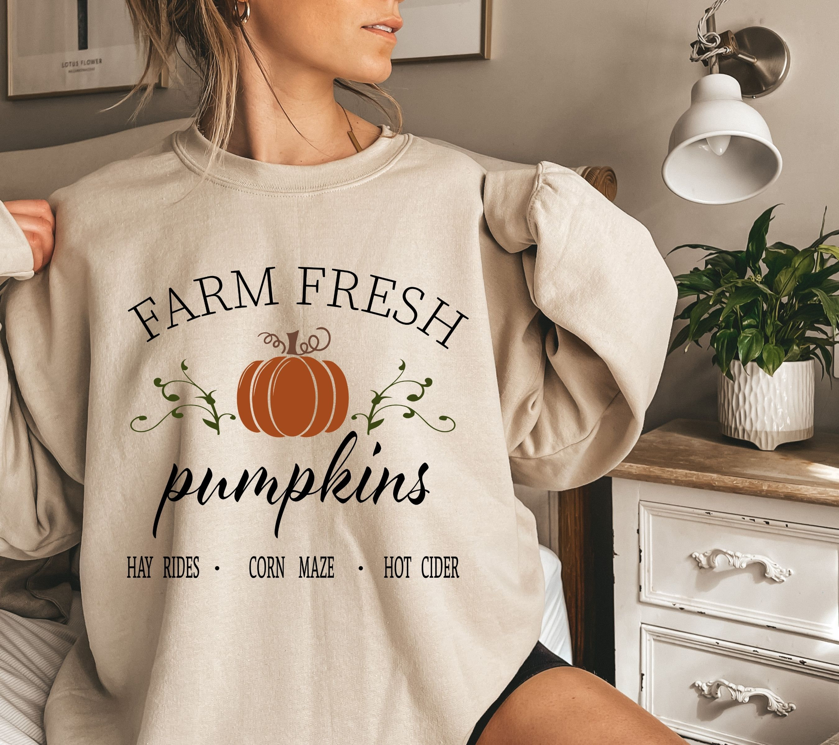 Fall Sweatshirt Farm Fresh Pumpkins Sweatshirt Pumpkin | Etsy