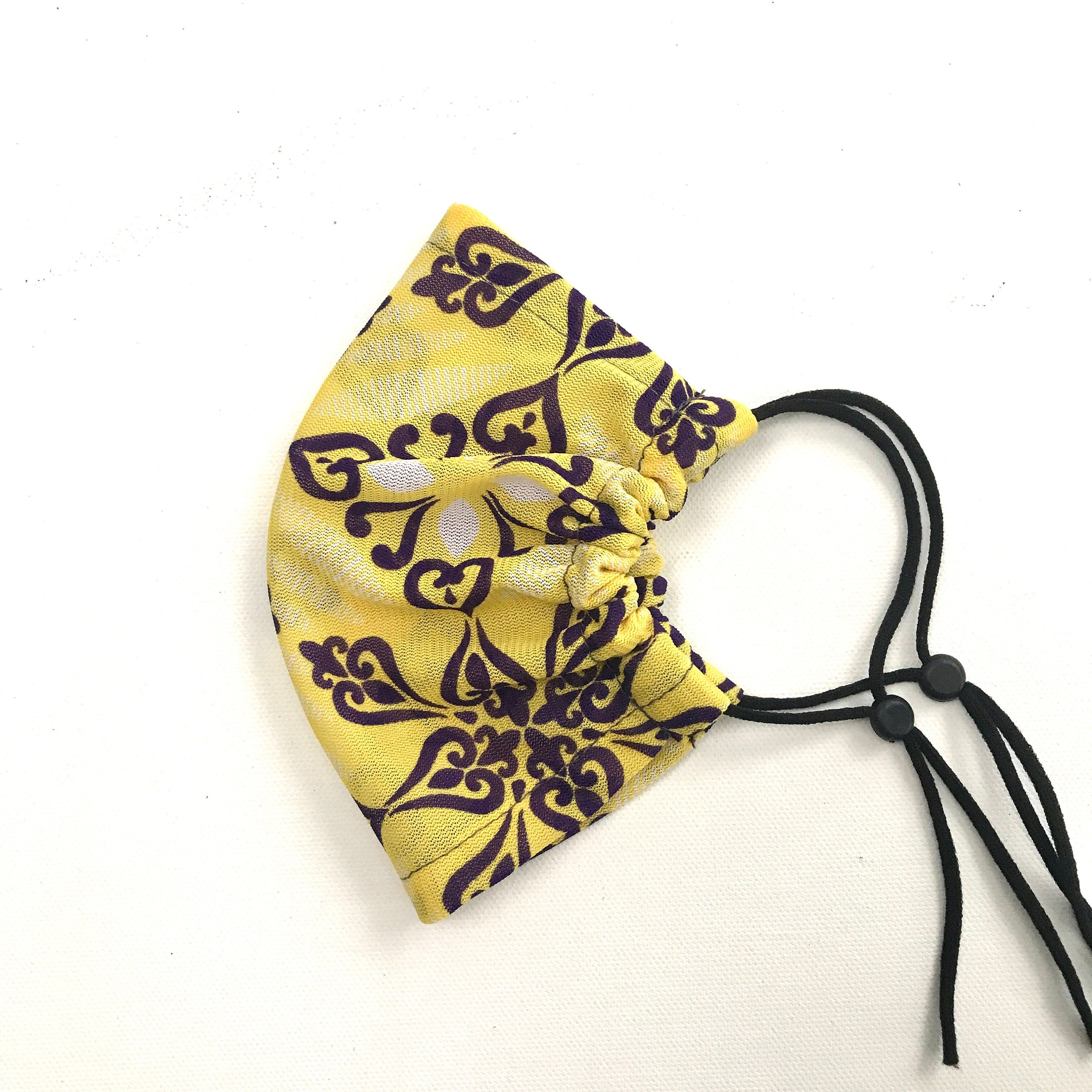 Yellow Mesh Facemask / Single Layer Face Mask / Yellow With Purple He…