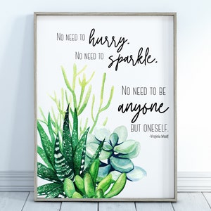Virginia Woolf quote, literary quote wall art, Virginia Woolf quotes wall art, self love quote, self confidence quote, succulent home décor