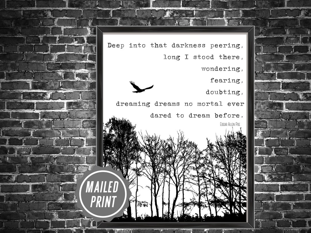 The Raven Poem Print: Edgar Allan Poe Quote, Literary Wall Art - Etsy