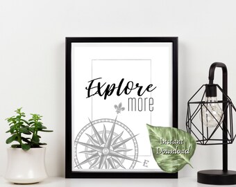 Explore mais Compass Print: Arte de parede Wanderlust (download digital)