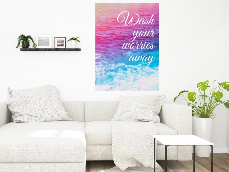 Wash Your Worries Away Beach Wall Art Ocean Wall Art Quote Etsy