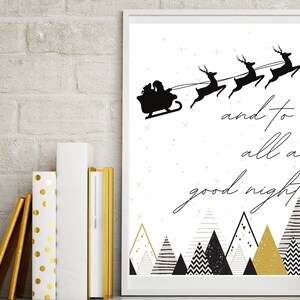 Christmas decorations, And to all a good night, Printable Christmas decor, Christmas wall art, Holiday wall art, modern Christmas decor