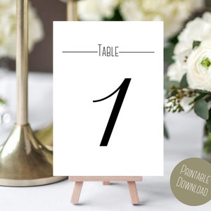 Modern Simple Printable Wedding Table Numbers | Minimalist Wedding DIY Table Numbers | DIY Printable Wedding Decorations