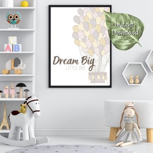 Dream Big Little One Printable Download, Nursery Prints, Babys Room ...
