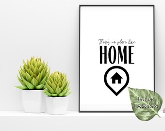 There's No Place Like Home art print, wizard of Oz, quote wall art, 5x7, 8x10, 18x24, poster print, black and white wall art, home decor