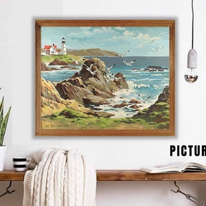 Lighthouse Vintage Style PAINT by NUMBERS Kit for Adult Sailing Boat Pier Easy Beginner Acrylic Painting Kit Home Decor Christmas Gift Dad
