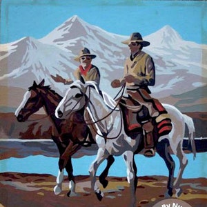 1970s Vintage Hand Colored Equestrian Print “Full Cry” in Burl 