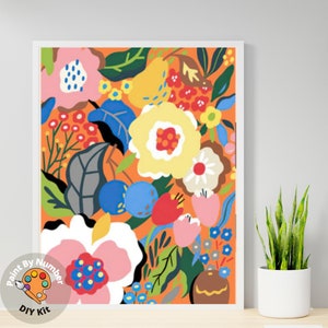 Modern Flowers  PAINT by NUMBER Kit for Adults ,Garden Bouquet ,Easy Beginners Acrylic Paint DIY Kit ,Living Bedroom Wall Art Decor