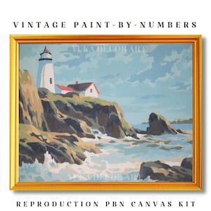Vintage PAINT by NUMBER Kit for Adult , Easy Seascape Waves