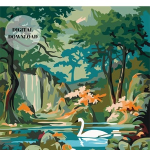ABEUTY Malen Nach Zahlen Set – Schwan Im See Bei Sonnenuntergang Für Erwachsene Und Kinder (40,6x50,8 Cm)