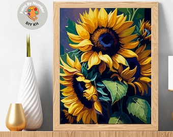 Sunflowers PAINT by NUMBER Kit for Adults ,garden Flowers,easy DIY ...