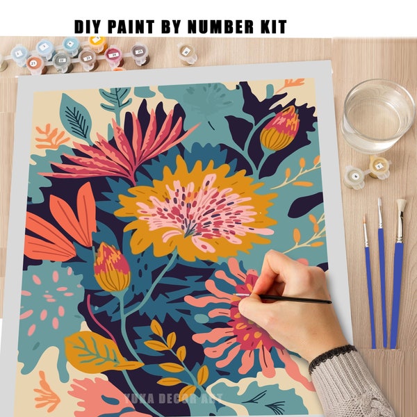 VERF op NUMMER Kit voor volwassenen moderne bloemen Boho grillige kunst gemakkelijke beginner acrylverf DIY kit muurkunst verjaardag cadeau voor moeder vriendin