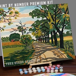 Mountain PAINT by NUMBER Kit for Adult & Kids, DIY Nature Vintage Style Art  , Easy Beginner Acrylic Painting Kit,home Decor Gift 