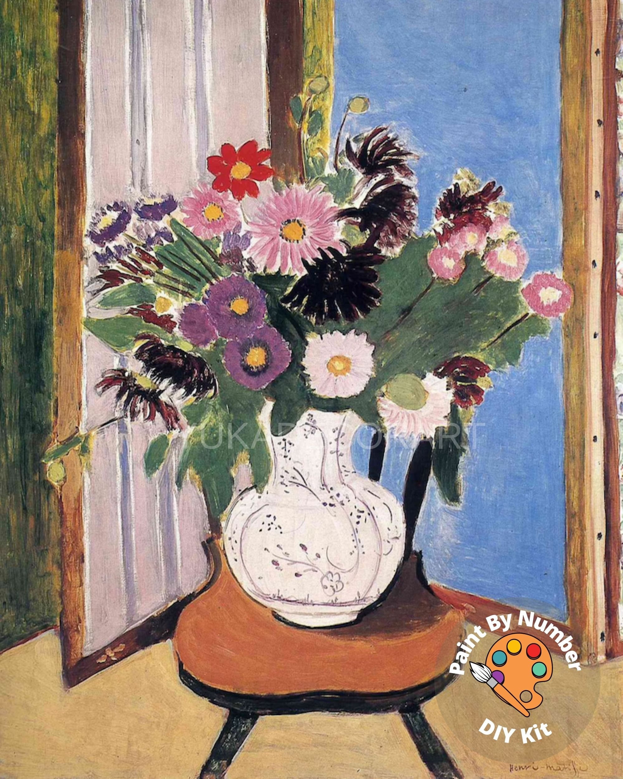 TISHIRON Pintura Por Números – Maceta De Flores Y Jardín En Lienzo 40x50 Cm Para Principiantes