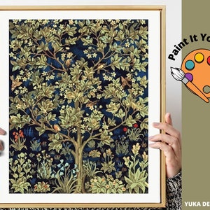William Morris PAINT by NUMBER Kit Adult , Tree Of Life Painting, Vintage Art,Easy DIY Beginners Acrylic Paint Kit  Gift