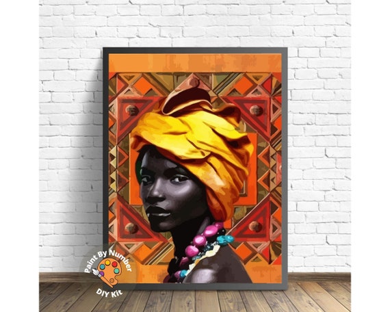 Painting by Numbers African Woman Acrylic Painting Canvas for