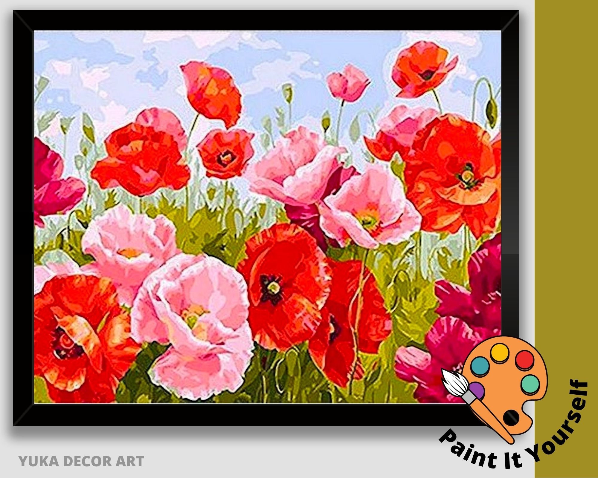 Red Poppy Flowers PAINT by NUMBERS Kit for Adult & KidsValley Etsy