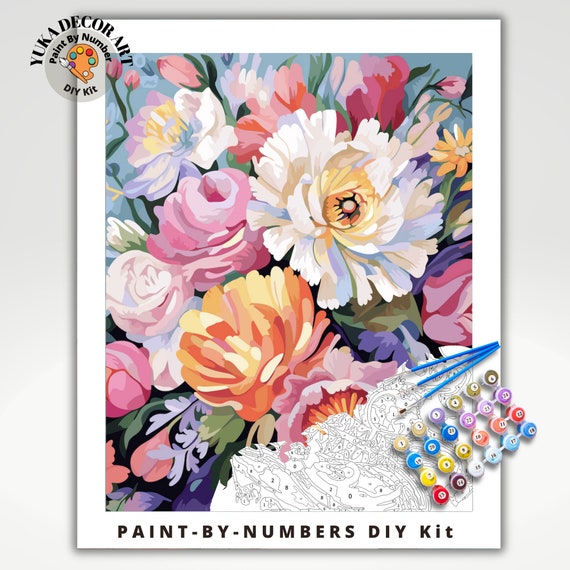 tigdtiu 2Pack Flowers Paint by Numbers Kit for Adults Beginner, Adult Paint  by Number Kits On Canvas Frame, Paint by Numbers with Frame for Home Wall