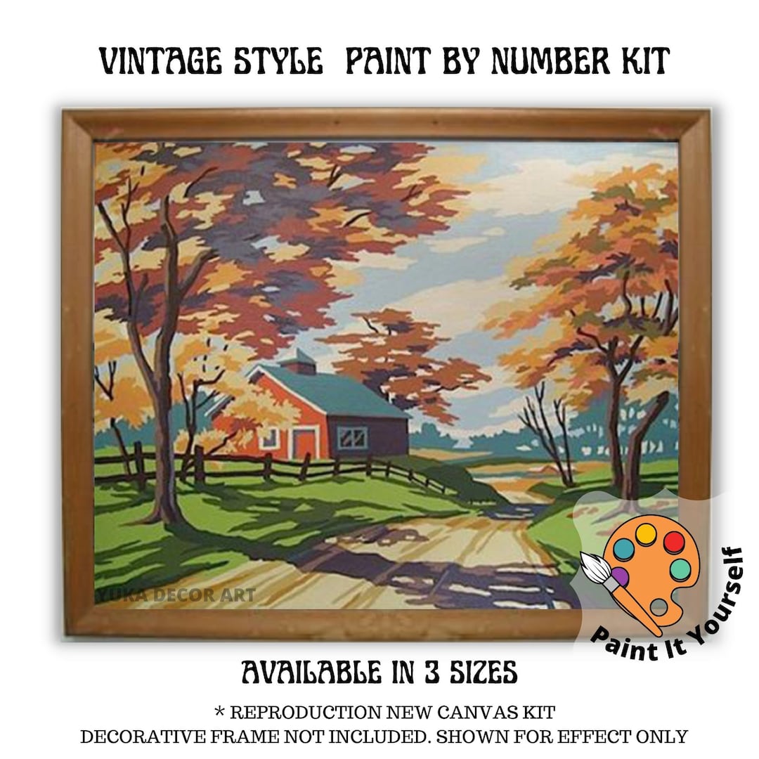 Autumn Inspired PAINT by NUMBER Kit for Adult , DIY Nature Vintage