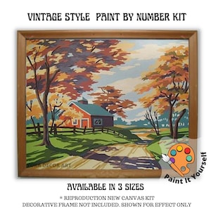 Autumn Inspired PAINT by NUMBER Kit for Adult , DIY Nature Vintage Style Art , Easy Beginner Acrylic Painting Kit,Vintage Decor Gift