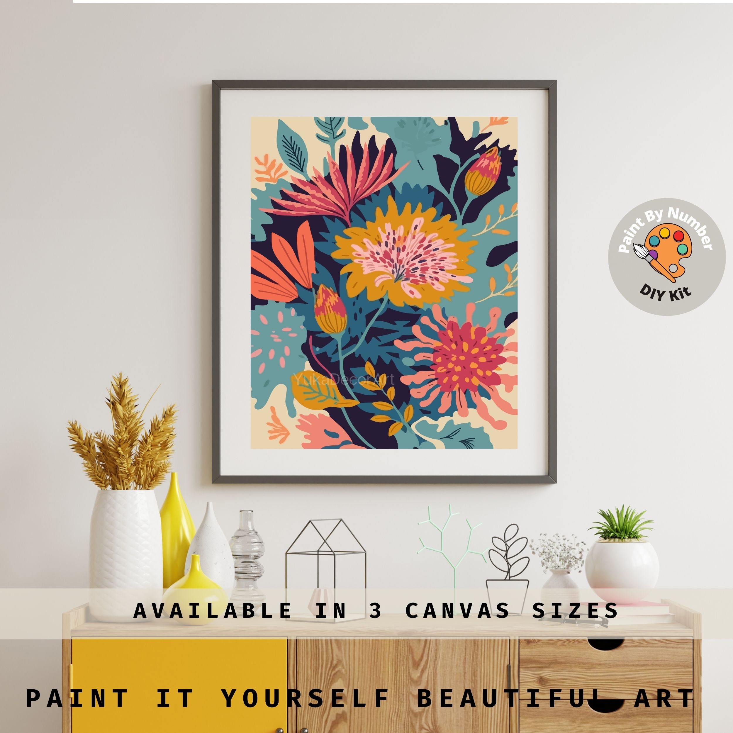 Peinture Par Numéros Cerisiers En Fleurs Avec Cadre - Loisir Créatif Adulte 20x30 Cm