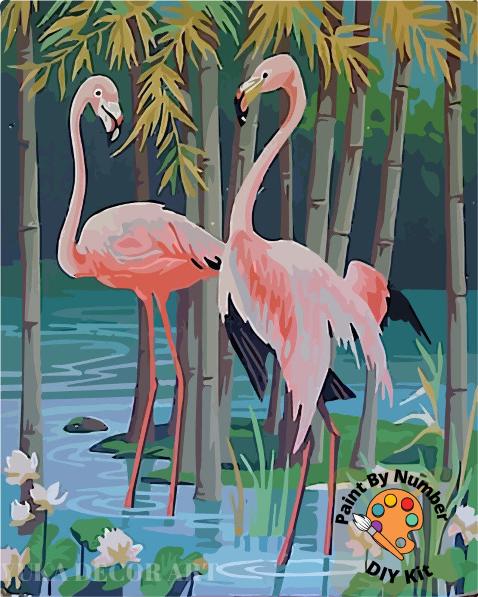 1960's Style Pink Flamingo Vintage PAINT by NUMBER Kit Etsy