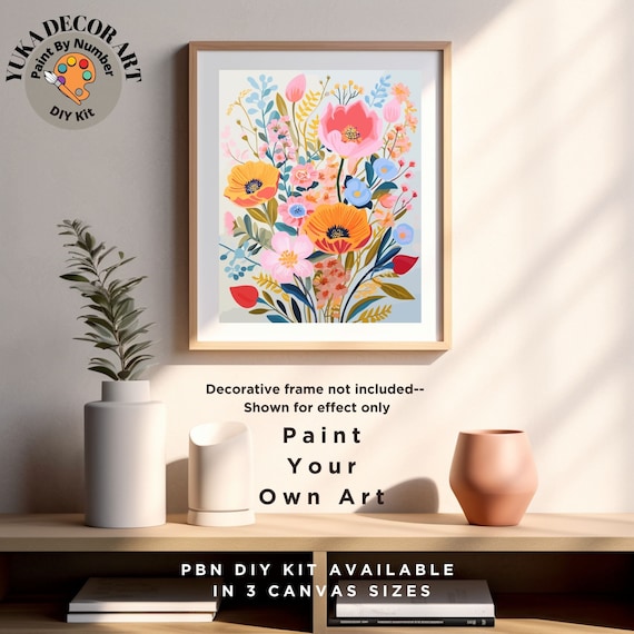 PAINT by NUMBERS Diy Kit Adult Garden Peach Flowers Colourful Wall Art Easy  Beginner Acrylic Painting Kit Grandma Mom Gift Code: FL2309115 
