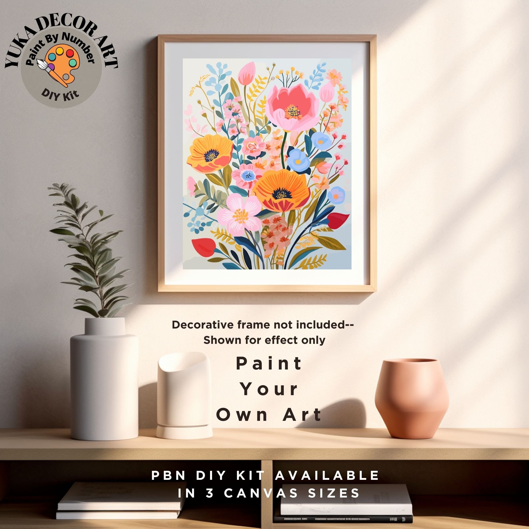 Modern PAINT by NUMBER Kit for Adults, Garden Wild Flowers Floral